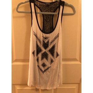 Embellished lace tank top